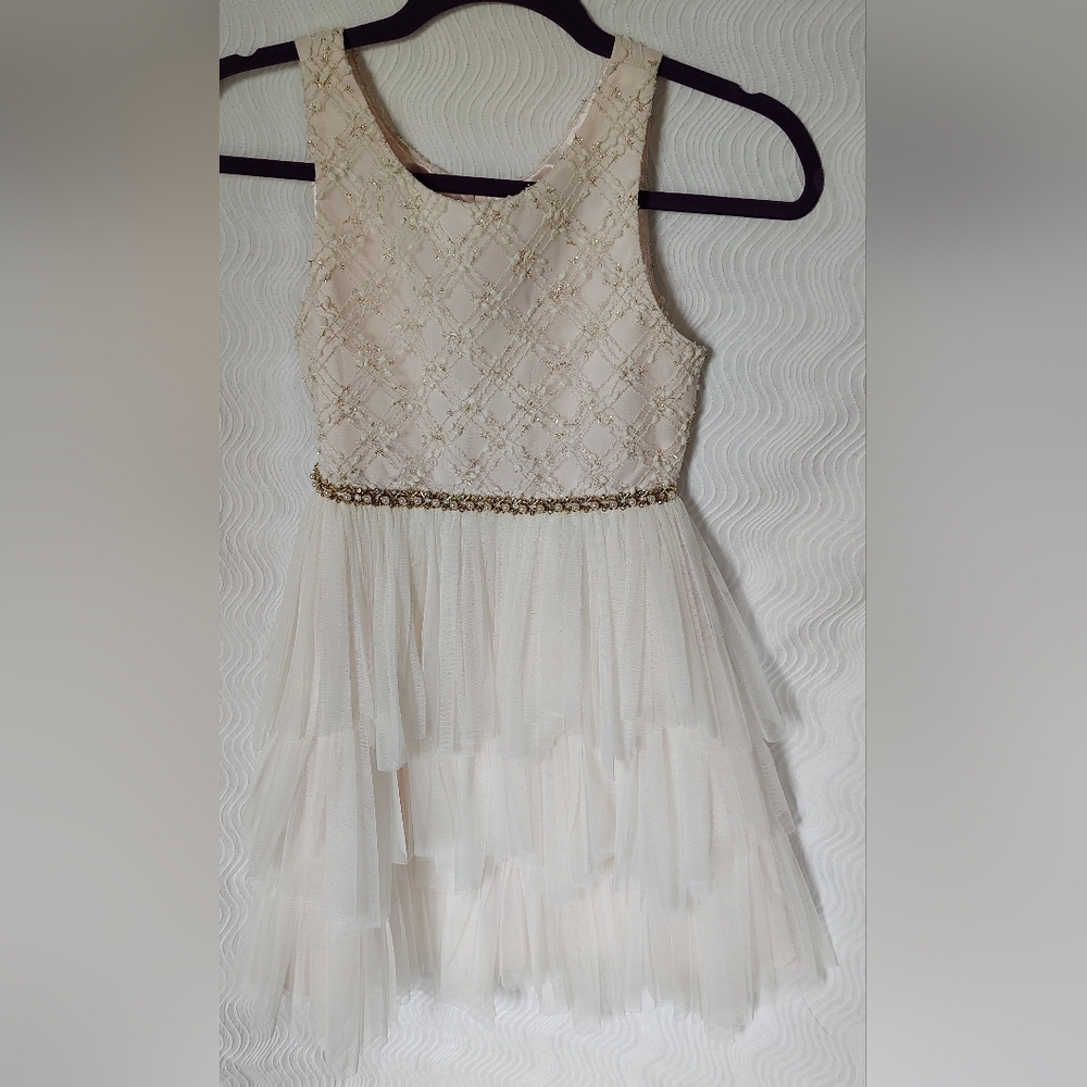 American Princess Embroidered Rhinestone Tiered Tulle Dress 7 Formal Wedding